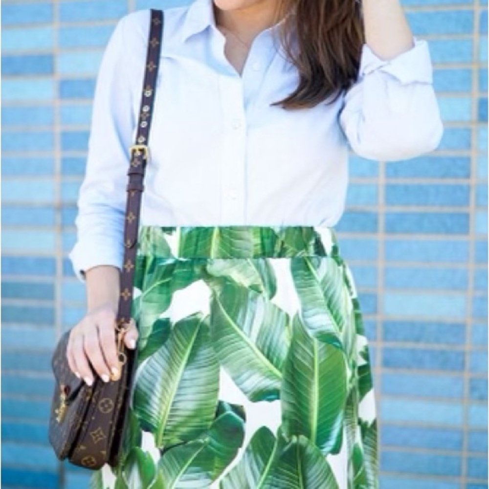 Party skirts Tropical Leaf Print A-Line Skirt